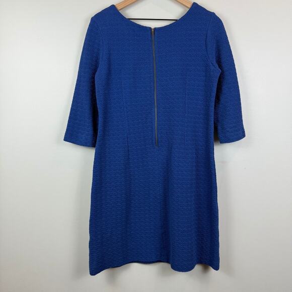 Ganni Anthropologie Lousa Shift Dress Women's Small Cobalt Blue Textured Knit - Picture 3 of 8